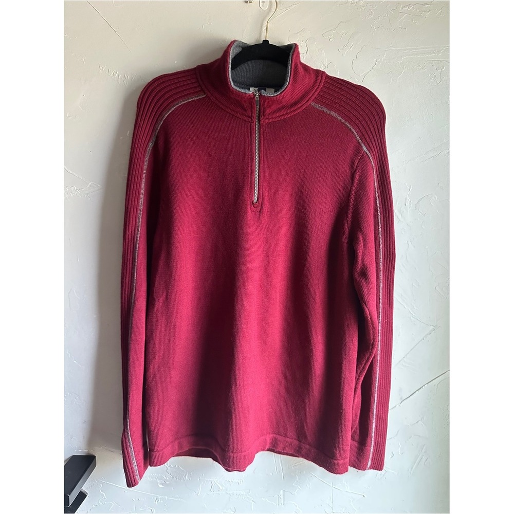Ibex 100% Merino Wool Quarter Zip Sweater M Après Ski Gorpcore Burgundy
